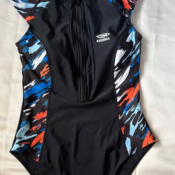 Axesea Black and Multicolor Swimsuit SZ 8 - Picture 5 of 5